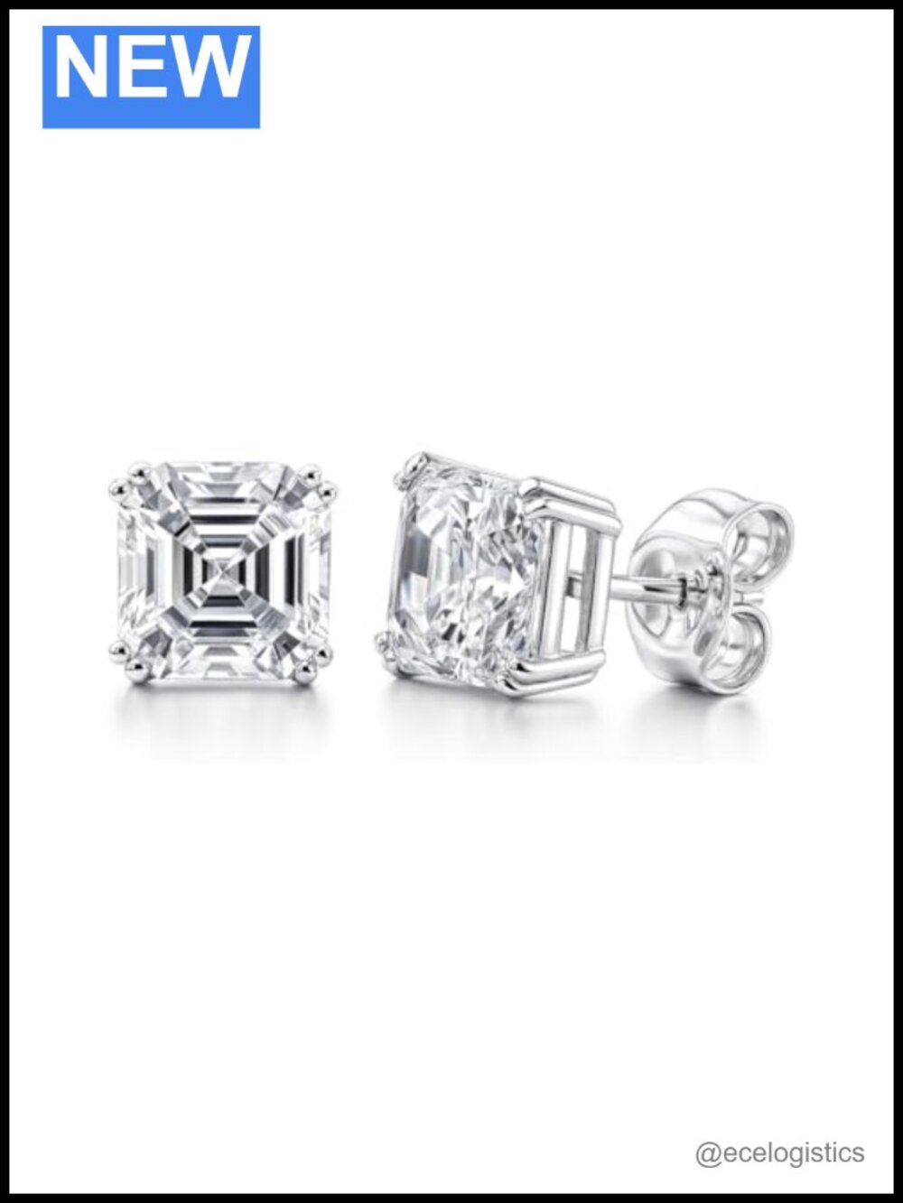 Sterling Silver Gold Flashed Solitaire Stud Earrings 2.4 cttw CZ Unisex
